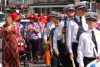 The Dolphin Marching Band, followed by Thornbury's Red Hat Society